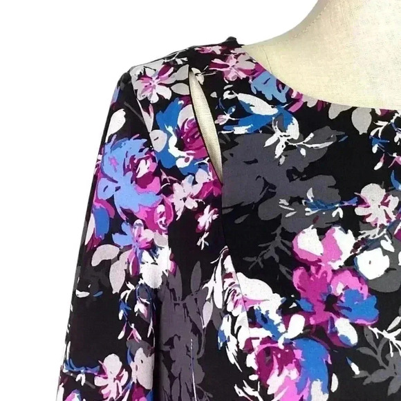 Torrid Mini Dress Womens 18 Black Floral Georgette Flutter Sleeve Lined - Picture 3 of 9
